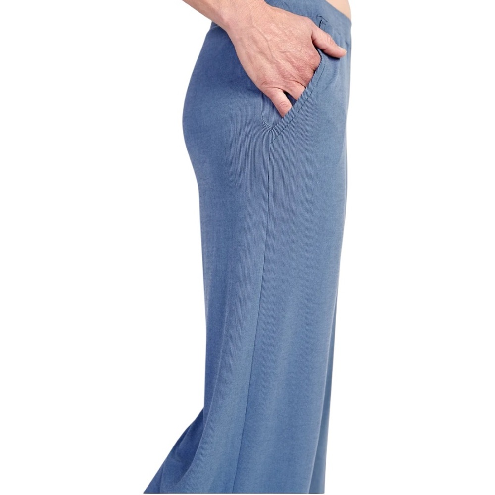Alembika Essential Lounge Pants Blue Mist Cropped Wide Leg Size 5 | US 14-16 NWT - Picture 3 of 12